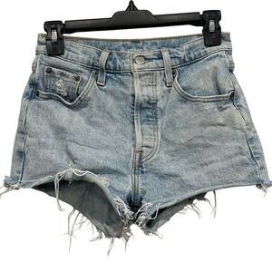 Levis 501 Original High Rise Distressed Denim Shorts Light Wash W25 5275